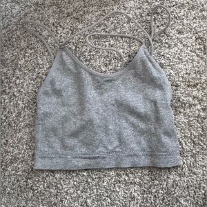 Free Press Gray Ribbed Crop Top